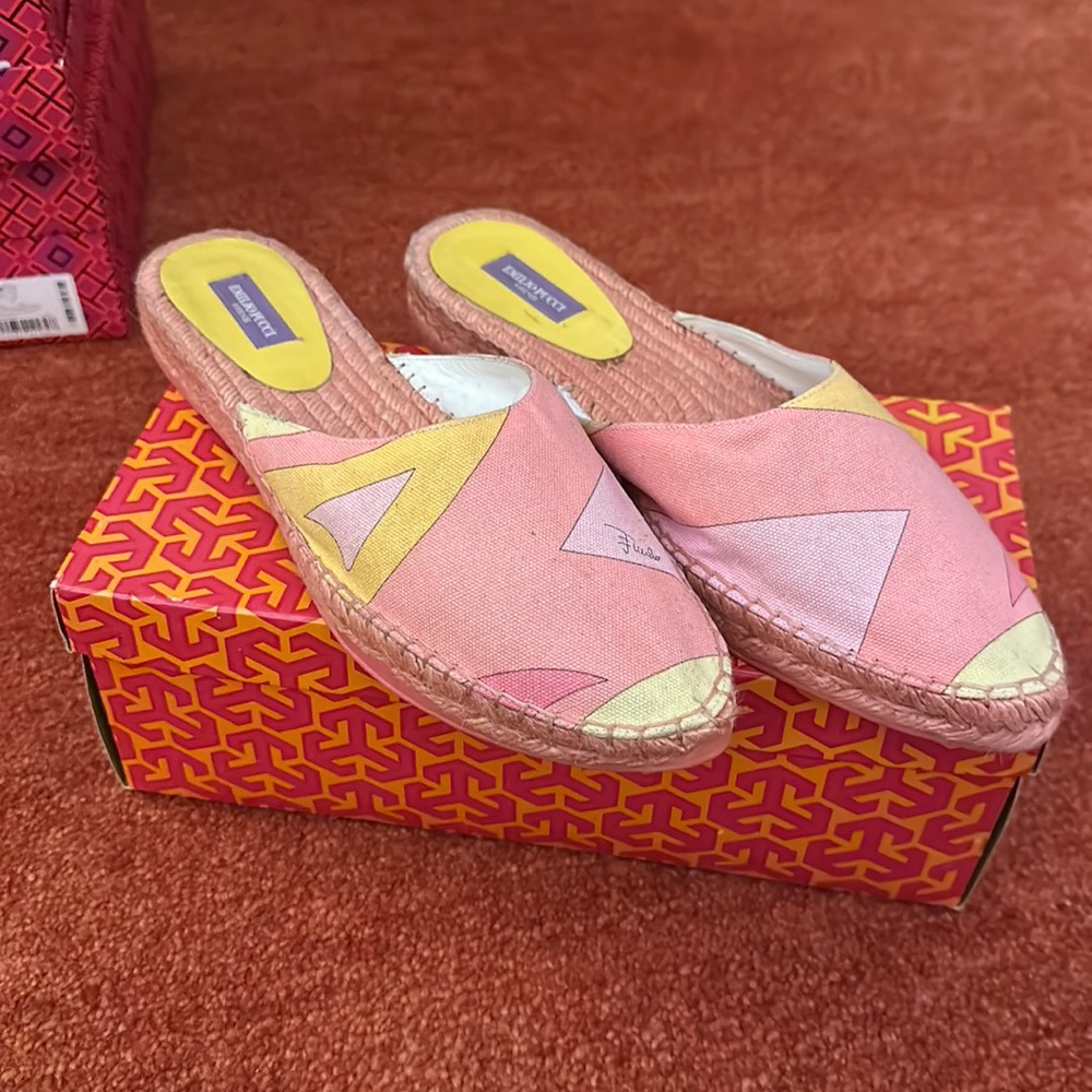 EMILIO PUCCI CANVAS PRINTED MULES